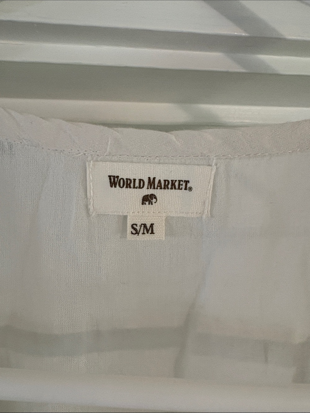 Cost Plus World Market White Sleeveless Embroidered Tank with Black and Tan Trim - Picture 2 of 5